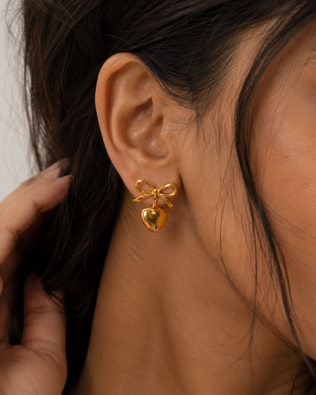 Heart & Bow Knot Drop Earrings