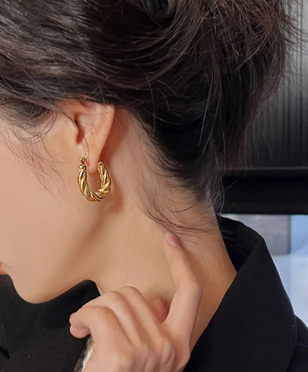 Twist-Inlay Zircon Stud Earrings