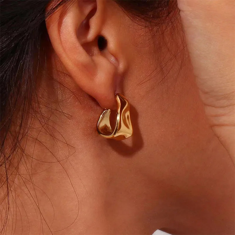 Sculpted Wave Stud Earrings