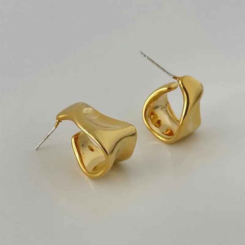 Sculpted Wave Stud Earrings