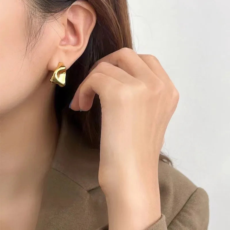 Sculpted Wave Stud Earrings