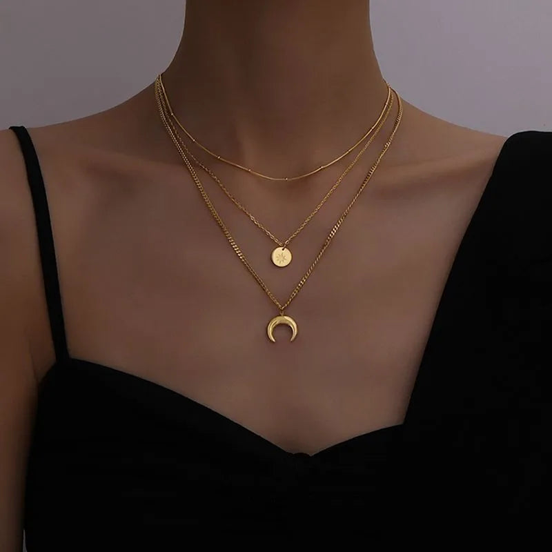 Moon Tassel Pendant Necklace